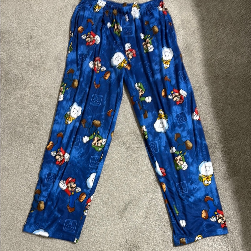 Nintendo Blue Pajama Bottoms with Festive Snowmen